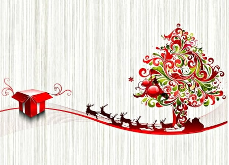 Merry Christmas! - tree, christmas, santa, white, craciun, red, box, gift, card, texture