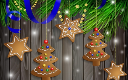 Merry Christmas! - card, black, cookies, craciun, blue, christmas, green