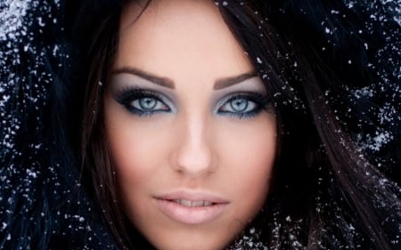 Blue Eyes - eyes, brunette, blue, woman