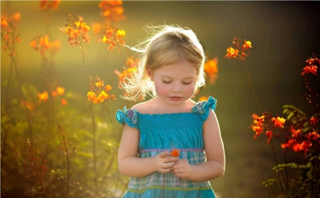 â™¥ - flowers, girl, cute, blue