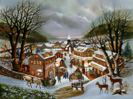 Christmas memories - memories, village, christmas, winter, holiday, view, snow, peaceful