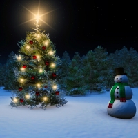 Christmas tree and snowman