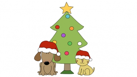 Christmas Friendship - christmas, cartoon, cute, cats, friends, holidays, animals