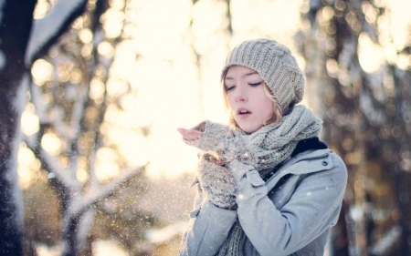 Enjoying the snow - winter, girl, model, snow