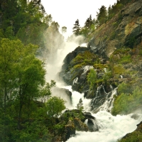 high mountain waterfall