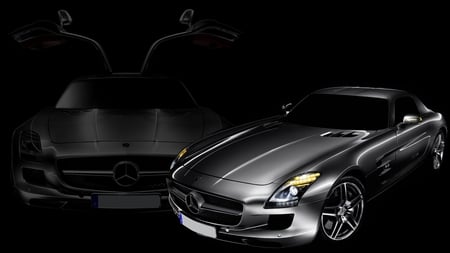 Silver Mercedes SLS - luxury, mercedes benz, daimler, exclusive, fast, mercedes, car, silver, expensive, new