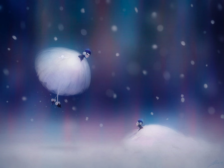 1st Snow - 3d, abstract, blue