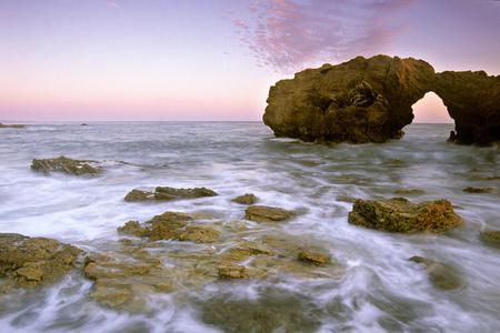 SUNSET AT SEA - beach, ocean, rocks, sunset