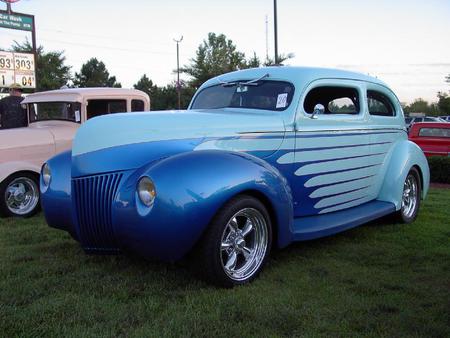 Two Tone Blue Hotrod - blue, hot rod