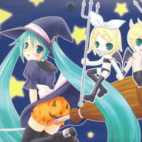 halloween hatsune miku kagamine len kagamine rin pumpkin vocaloid