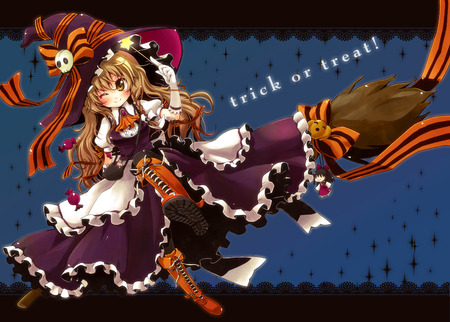 halloween kirisame marisa touhou witch - halloween, kirisame marisa touhou witch