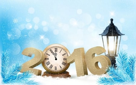 Welcome 2016 - lamp, clock, year, artwork