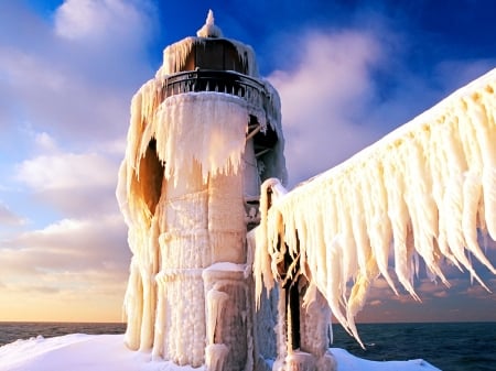 Lighthouse Covered with Ice