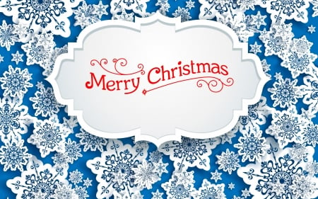 Merry Christmas! - white, red, card, snowflake, craciun, blue, christmas