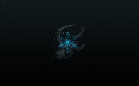 Snowflake - minimalism, black, winter, snowflake, blue, luminos