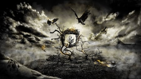 birds - abstract, irds, fantasy, dark ages