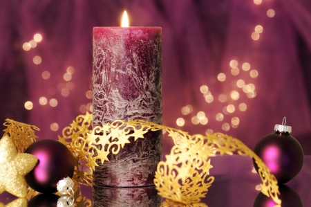 Christmas candle - season, candle, purple, christmas