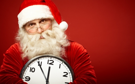 Santa Claus - christmas, white, glasses, craciun, red, clock, santa claus