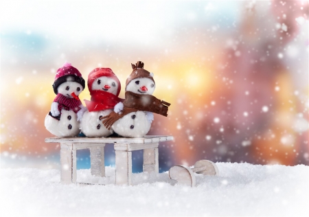 Cute winter snowman - snowman, winter, cute, christmas