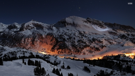 ski resort in the valley - snow, ski, resort, mountains