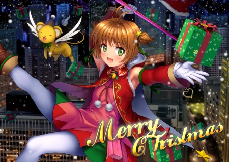 Merry Christmas!!! - kinomoto sakura, holiday, anime, card captor sakura, kero, christmas