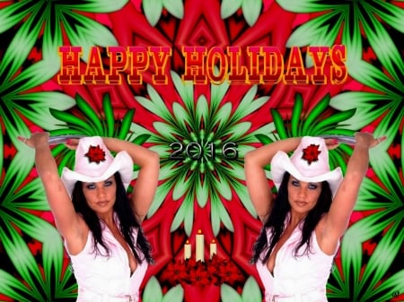 Happy Holidays Cowboys - eye candy, collage, 3d, fractal, abstract