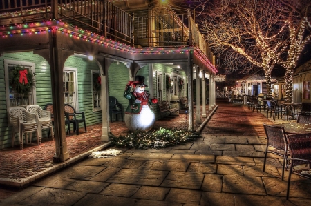 Christmas - snowman, light, Christmas, nature