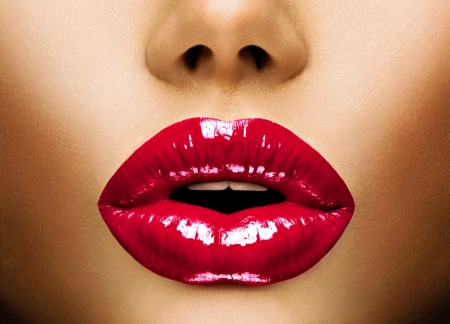 Red - lips, woman, red, face, lipstick