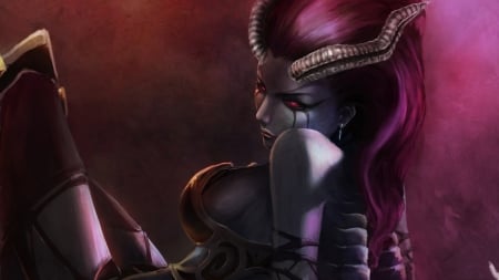 Queen of Pain - DOTA 2, Horns, Girl, Queen of Pain, Demon, Fantasy, Supernatural beings