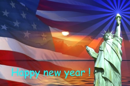 Happy new year - new year, ny, colorful, flag, beautiful, justice, patriotic, usa, happy