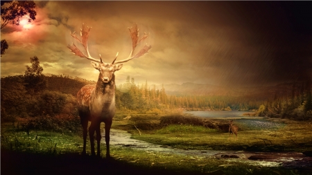 Emperor Of The North - abstract, emperor, fantasy, deer