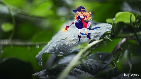 Witch on a Leaf - tiny anime, tiny witch, tinywars, tinywars witch