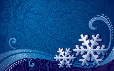 Snowflakes - white, snowflake, blue, winter, card, texture