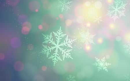 Snowflakes - bokeh, snowflake, craciun, winter, christmas, glitter, pink, blue, green, card