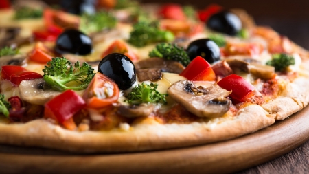 pizza - mushrooms, olives, delicious, food, pizza