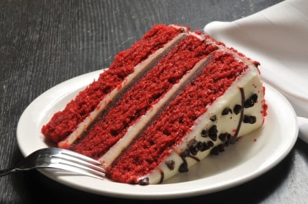 Delicious Red Velvet Cake - white, delicious, red, food, chocolate, dessert, cake, sweet