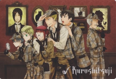 Kuroshitsuji - Sherlock Holmes, Anime, Detectives, Sir Arthur Conan Doyle, Ciel Phantomhive, Kuroshitsuji, Detective, Sebastian Michaelis, Mei-rin, Black Butler, Tanaka, Finny