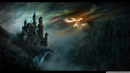 Dragon siege  wallpaper - dragon, siege, fantasy, castle