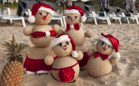 Merry Christmas - toys, sands, Christmas, beach