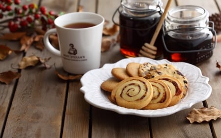 Autumn Sweetness - dessert, honey, drink, coffee, biscuits, sweet, food, drinks