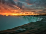 Waterfall at sunset