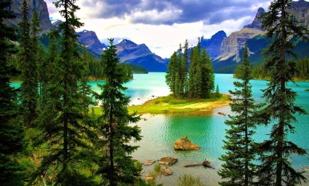 Lake View - mountains, lake, forest, trees