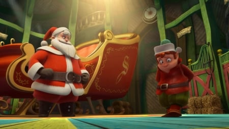 Saving Santa (2013) - red, saving santa, animation, sleigh, elf, fantasy, santa, movie, green