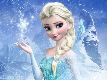 Frozen (I) (2013) - princess, snowflake, movie, snow queen, winter, fantasy, snow, blue, elsa, disney, frozen, blonde