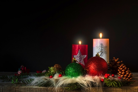 christmas - christmas, candle, bells, decor