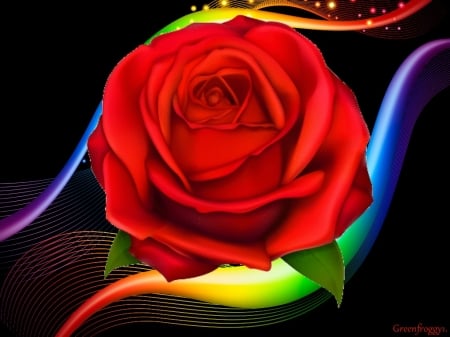 RED ROSE - red, creation, rose, abstract