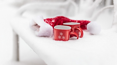 * - new year, coffee time, coffee, xmas, photography, winter, bench, cup, christmas, snow, snowy, mug