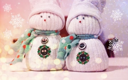 TWINS - white, dolls, celebration, snowman, toys, winter, holiday