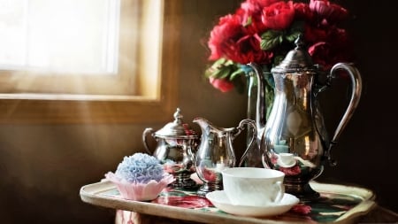 Silver Tea Set Still Life F - scenery, beautiful, photography, photo, still life, wide screen