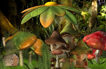 Fantasy Land - mushrooms, fantasy, forest, kids